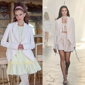 NWT SELKIE Strawberry Milk Ruffle Trim Collar Love Note Victorian Blazer‎ XXS